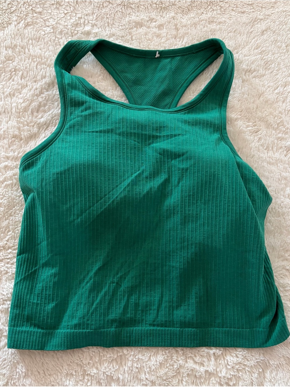 Lululemon ebb to the street green crop tank